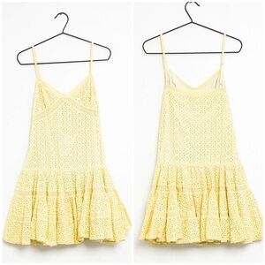 Needle And Thread Needle Work Floral Eyelet Mini Dress in Yellow